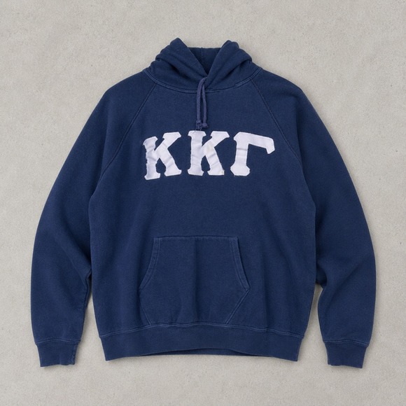 Vintage Other - Vintage 60s KKG Sorority Fraternity Navy Blue Raglan Hoodie Distressed Size‎ M